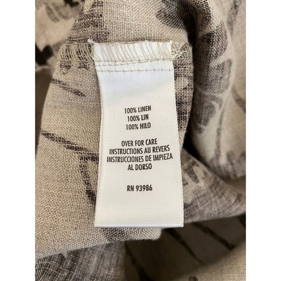 Casual Corner 100% Linen Maxi Sheath Dress Size 10 Brown Floral Print Side Slits - Picture 4 of 9